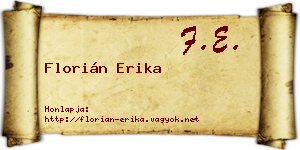 Florián Erika névjegykártya